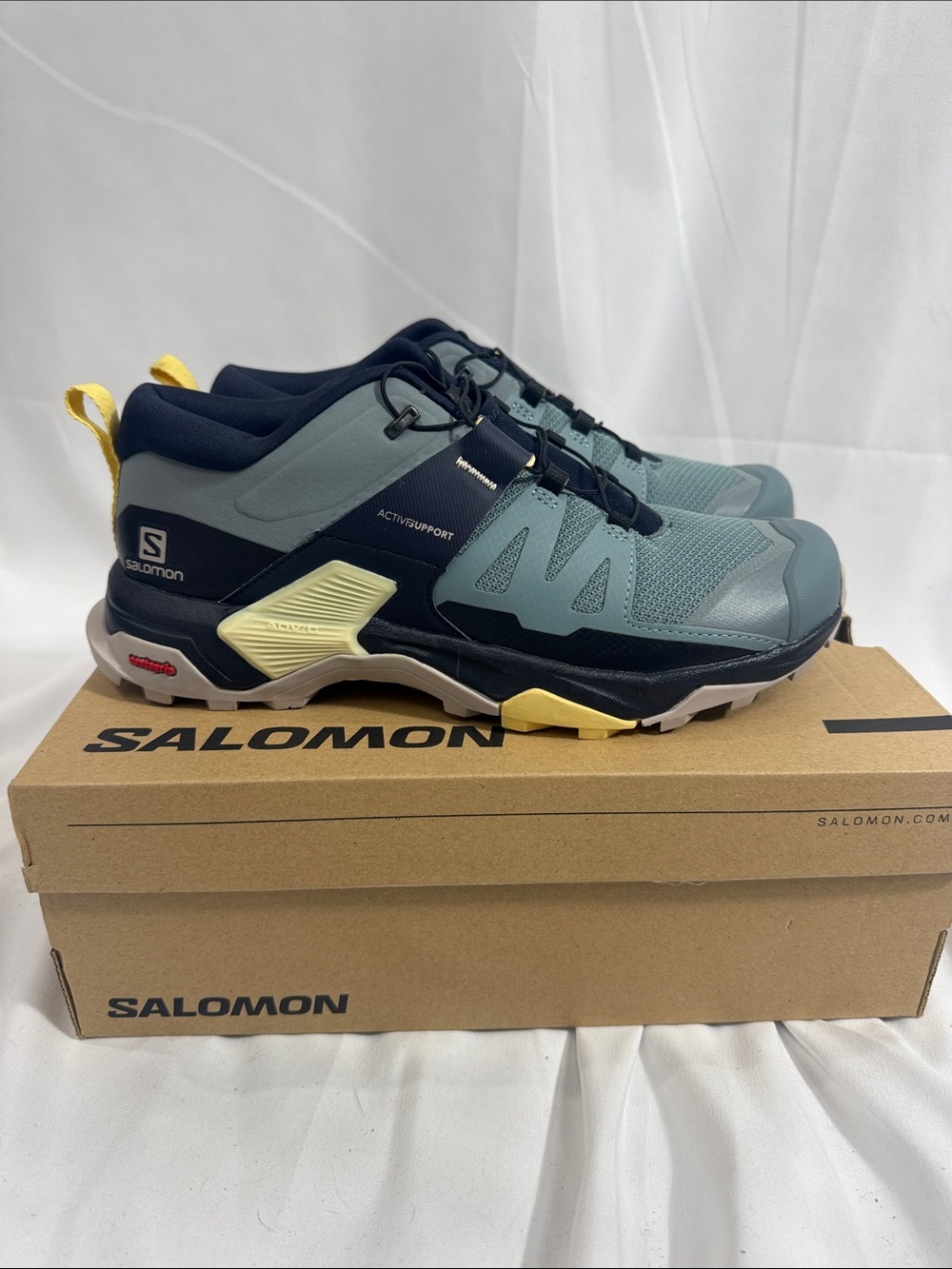 Salomon women’s  Trail Runners - Navy & Teal with Yellow Accents